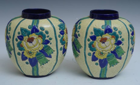 pair of Boch Freres Art Deco Vases