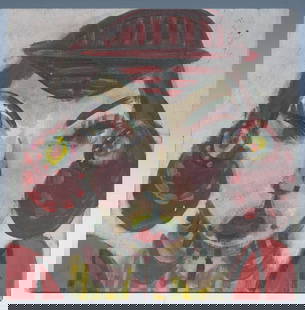 Anne Marie Grgich, "Emoldeau" 2007, acrylic on panel, OUTSIDER ART: Anne Marie Grgich, "Emoldeau" 2007, acrylic on panel, OUTSIDER ART 9 3/4" x 9 3/4" acrylic on plywood panel, unframed signed upper left dated 2007
