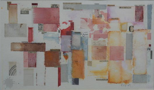 William Dole (1917 - 1983) Untitled Collage: William Dole (1917 - 1983) Untitled Collage 7"x12", framed to 12 1/2" x 17" signed lower right dated 1977