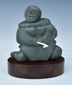 Inuit Eskimo Soapstone Carved Fisherman