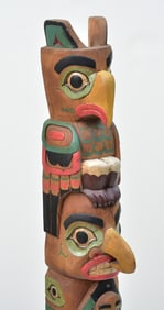 LARGE Northwest Coast Carved and Polychromed TOTEM POLE
