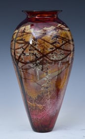 SATAVA Art Glass Studio Hand Blown Yellowstone Vase