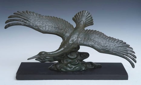 Art Deco Bronze Bird, 27" wide, circa 1930