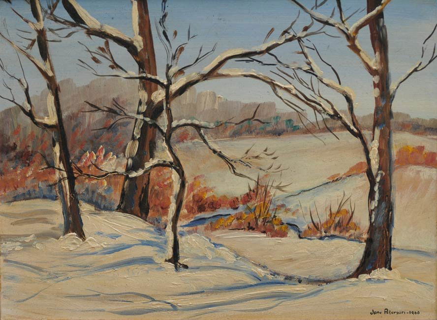 Jane Peterson: Winter Landscape 12" x 16" oil on board signed lower right, dated 1960 estimate 400/600 Shipping available within the Continental USA (excludes insurance) $60. International shippers are responsible f