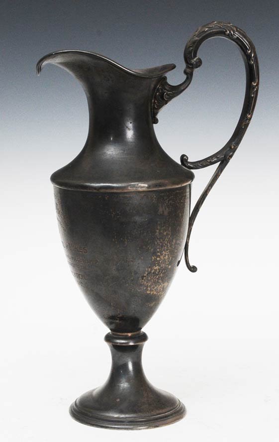 Sterling Silver Presentation Pitcher: George W. Shiebler & Co. 15" high 32 troy ounces Presented by Classmates of the Columbia School of Minesdated 1909 estimate 500/750 Shipping available within the Continental USA (excludes insurance) $