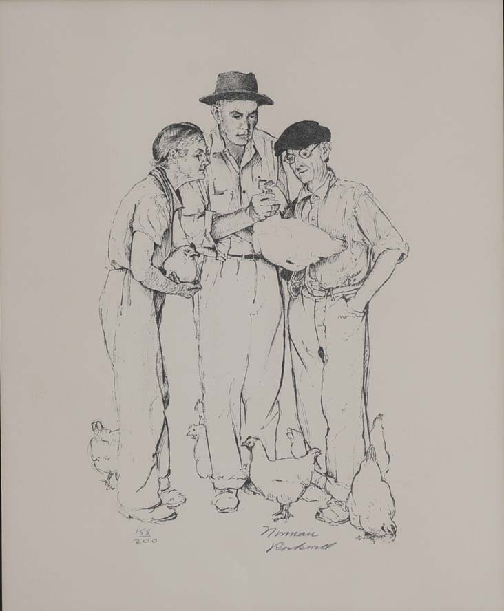 Norman Rockwell: Chicken Exam 16"x13" (sight) lithograph framed, pencil signed estimate 400/600 Shipping available within the Continental USA : $60. International shippers are responsible for arranging 3rd party shipp