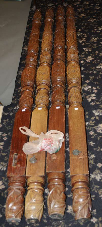 Empire Four Poster Bed: with pineapple turned posts 93" high estimate 800/1200 Buyer is responsible for arranging 3rd party shipping.