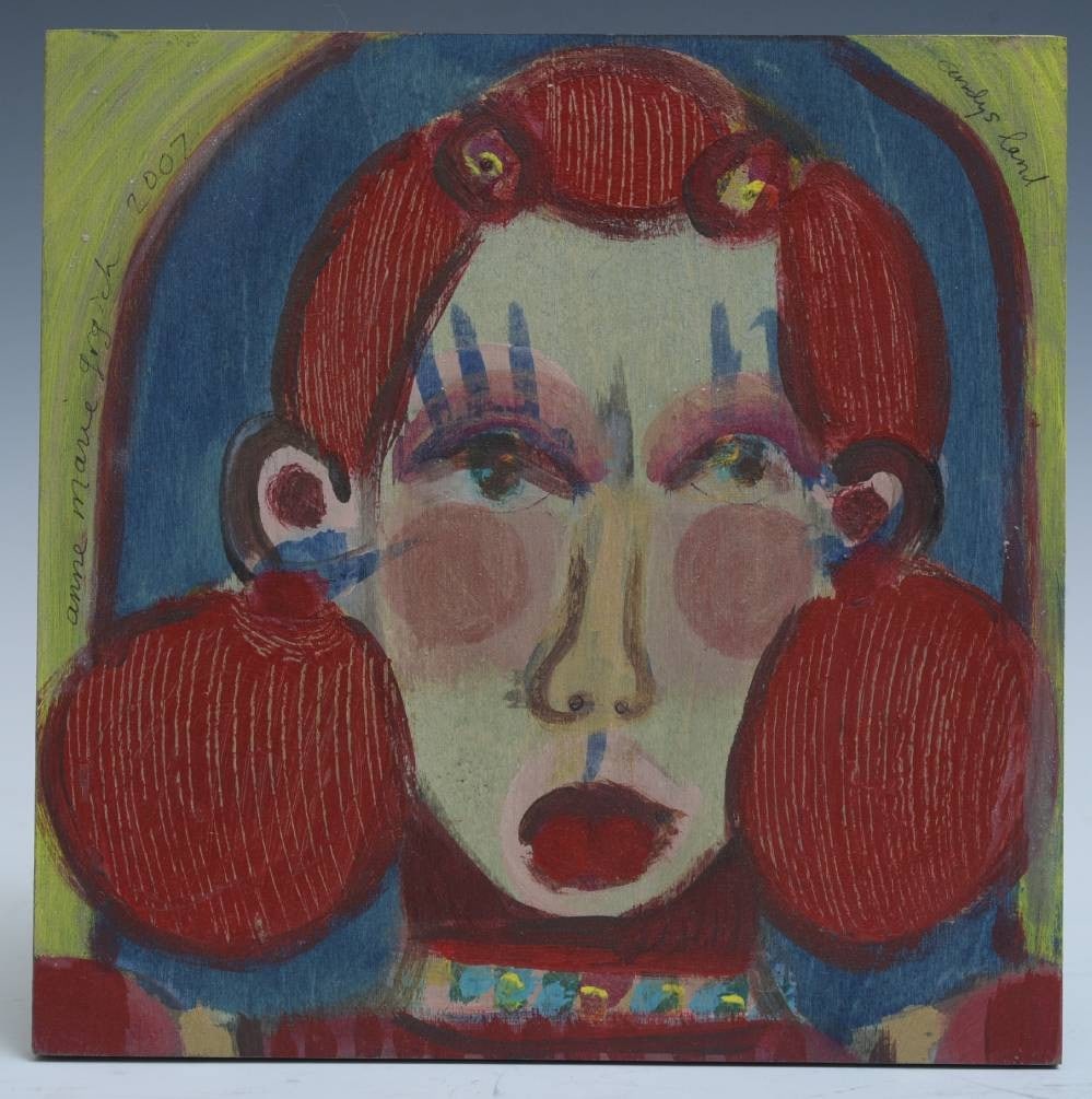 Anne Marie Grgich, "Candy's Land" 2007, acrylic on panel, OUTSIDER FOLK ART (1 of 2)