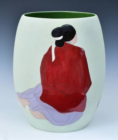 LARGE R.C. Gorman Pottery Vase, "Chili Peppers", 17" high