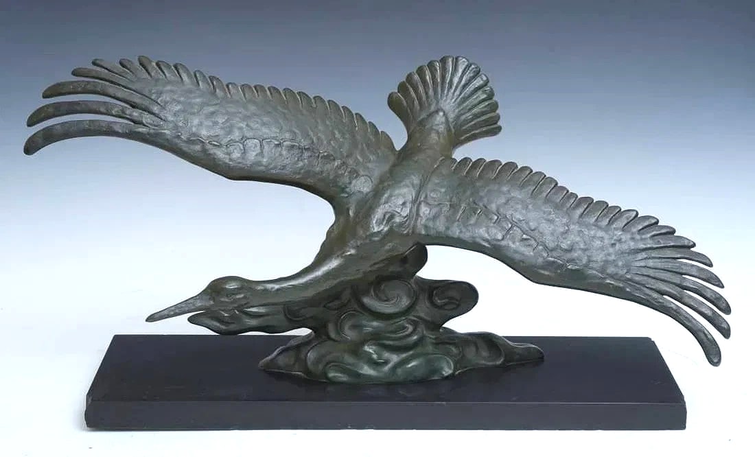 Art Deco Bronze Bird on Marble Base, circa 1930 (1 of 4)