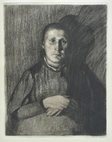 Kathe Kollwitz Etching, Woman w/ Folded Hands, 1898