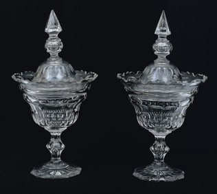 Pair of Irish Crystal Sweat Meat Servers with Covers