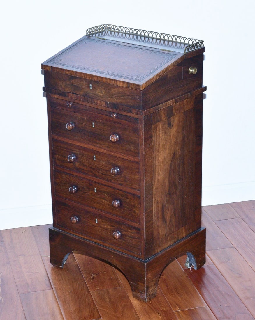 Irish Rosewood Davenport Desk, Signed Williams & Gibton of Dublin (1 of 9)