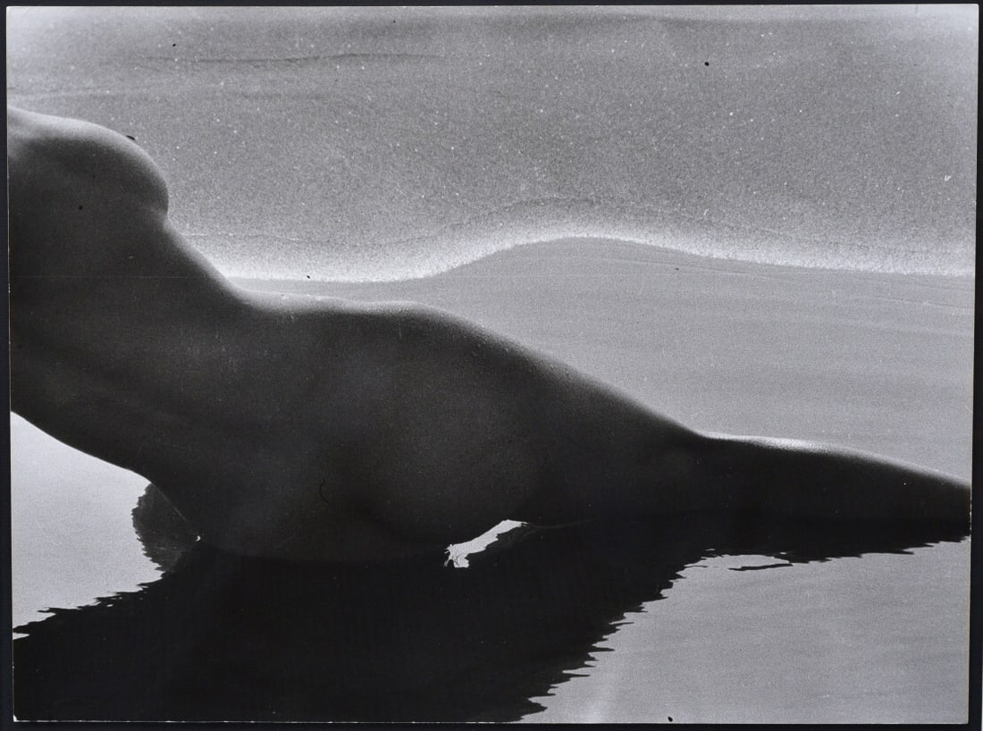 Lucien Clergue, Nude on a Beach, 1970: Lucien Clergue, Nude on a Beach, 1970 Untitled From The "Camargue Nu De La Mer" Series. Hand signed and numbered on verso 15/30, 1970 Image: 18"x23.5" Frame: 25"x31" IN HOUSE SHIPPING W/I