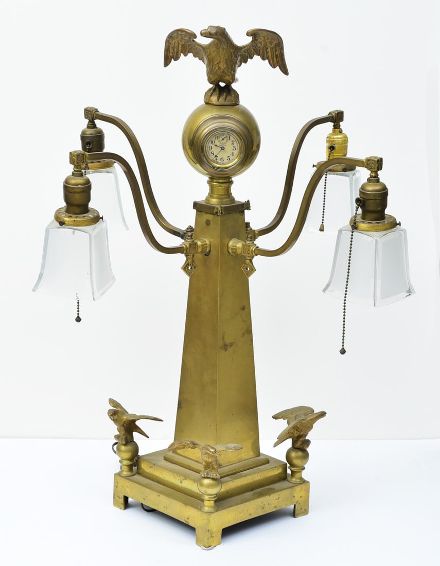 SCARCE Rattler Brass Stanchion Bank Clock, circa 1900 (1 of 7)