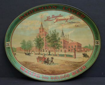 Los Angeles Brewing Company, "Bohemian Lager" Oval Beer Tray