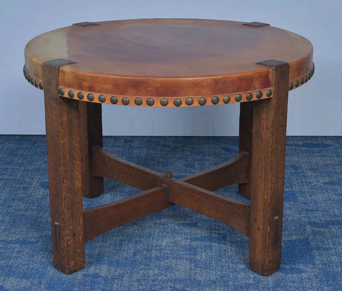 Gustav Stickley Leather Top Game Table (1 of 6)