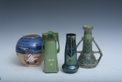 Group of Continental Vases, glass and ceramic