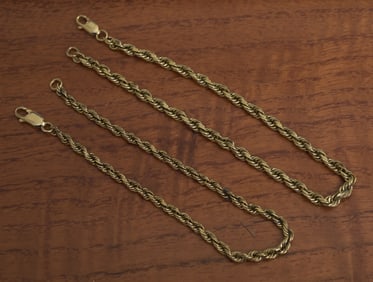 Two 14k Gold Rope Bracelets