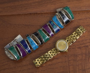 Mexican Sterling Bracelet and Raymond Weil Watch
