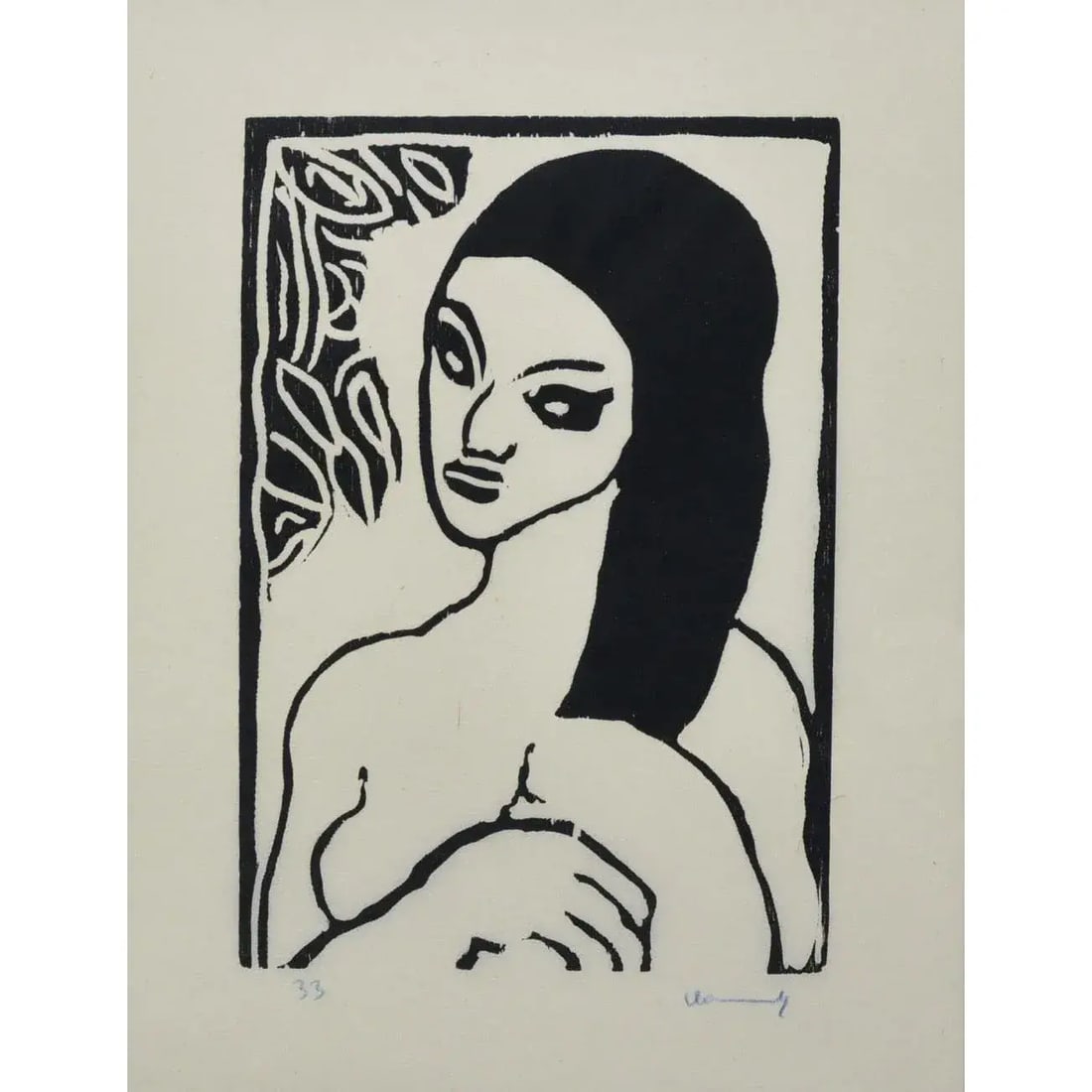 Maurice de Vlaminck (1876-1958) Woodcut, Jeune Fille Se Coiffant, 1906 (1 of 4)