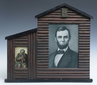 Folk Art ABRAHAM LINCOLN Log Cabin  Shrine Memorial, circa 1910