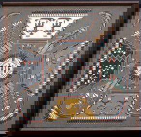 Joe Ben Jr. Navajo Dine' Sand Painting "Storm Figures"