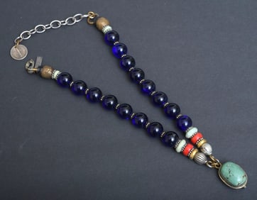 Masha Archer Turquoise Sterling Pendant Necklace