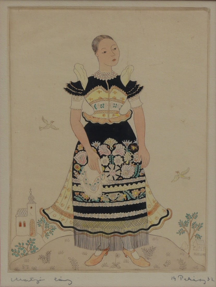 Istvan Pekary (1905-1981), (7) Folk Costumes Colored Etchings (1 of 5)