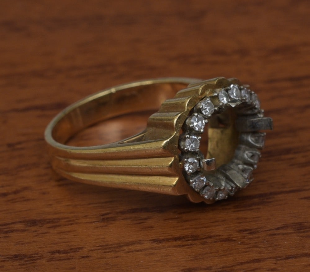 18k Gold Diamond Ring Setting: 18k Gold Diamond Ring Setting 16 diamonds, approximately .50 ct tw ring size 7, weight is 8.0 grams gross IN HOUSE SHIPPING Within Continental USA $25 DURING CHECKOUT CHOOSE "ARRANGE MY OWN
