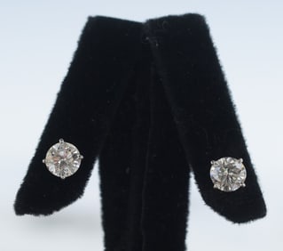 14k Gold Diamond Stud Earrings- Each approximately 1 ct