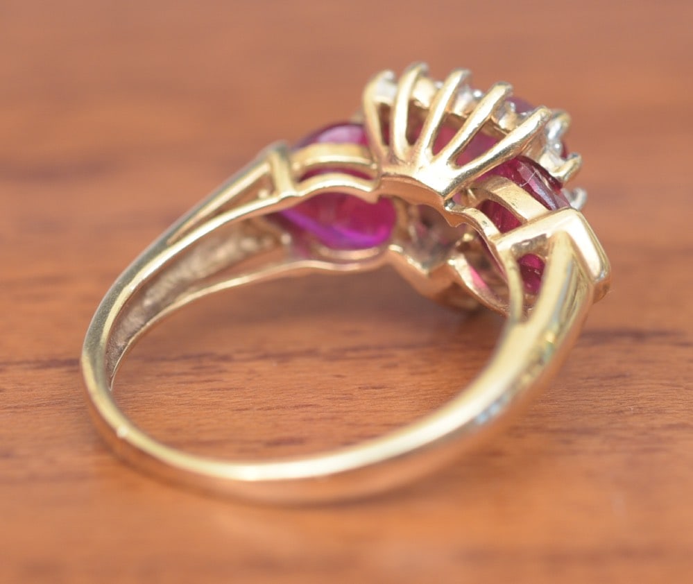 10K Gold Synthetic Ruby "Heart" Ring - 2