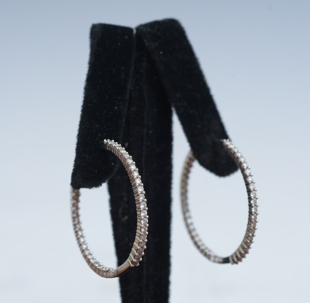 14k Gold Diamond Hoop Earrings (1 of 2)