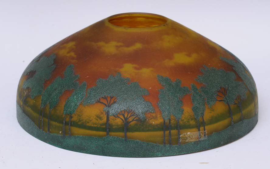 Reverse Painted Lamp Shade: probably by Pittsburgh Lamp Company with obverse textured decoration as well, 14" diameter, unsigned early 20th century estimate 400/600 Shipping available within the Continental USA (excludes insuran
