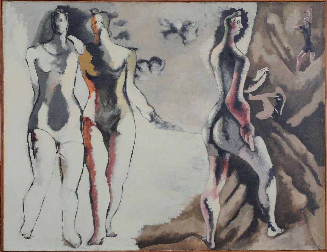 Jean Lurcat: Three Bathers 45" x 58" oil on canvas unsigned estimate 20,000/30,000 includes a copy of a letter indicating provenance back to fashion designer Elizabeth Hawes who at one time had it on loan at the B