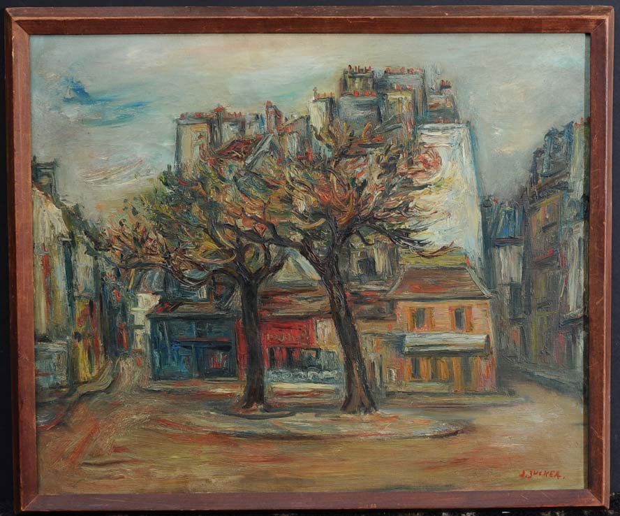 Jacques Zucker: Place St. Andre Des Arts, Paris 21" x 25" oil on canvas signed lower right estimate 2000/3000 Shipping available within the Continental USA (excludes insurance) $60. International shippers are respons