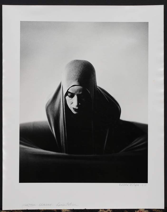 Barbara Morgan: Martha Graham-Lamentation 16"x20" sheet size photograph signed lower right, also signed and titled verso unframed estimate 500/750 Shipping available within the Continental USA (excludes insurance) $3