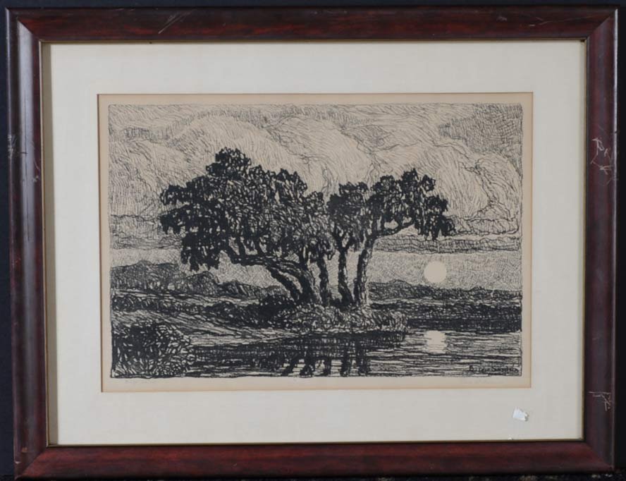 Birger Sandzen: Pond At Moonrise 12" x 18" lithograph pencil signed lower right estimate 300/500 Shipping available within the Continental USA (excludes insurance) $60. International shippers are responsible for arra