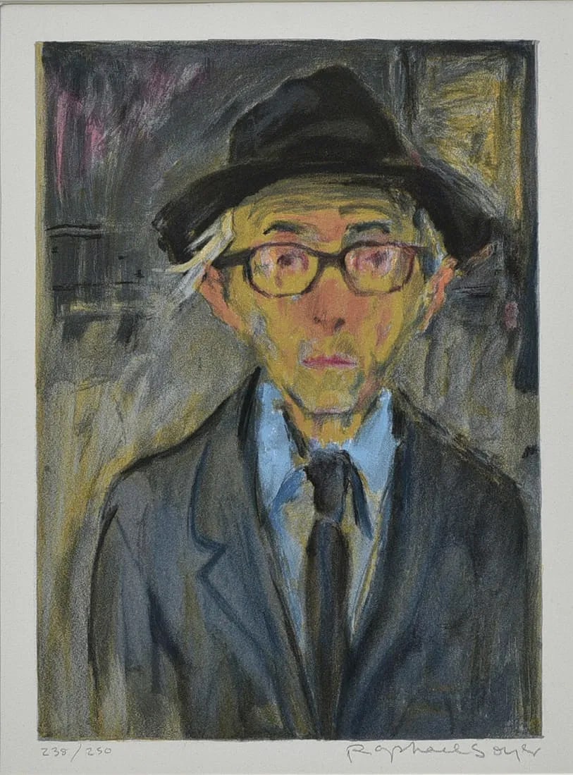 Raphael Soyer (1899-1987), Self Portrait, 1979: Raphael Soyer (1899-1987), Self Portrait, 1979 10 3/4" x 8" color lithograph, sheet 22"x16" framed 19"x16" published by London Arts pencil signed lower right IN HOUSE SHIPPING W/I continental USA $45 