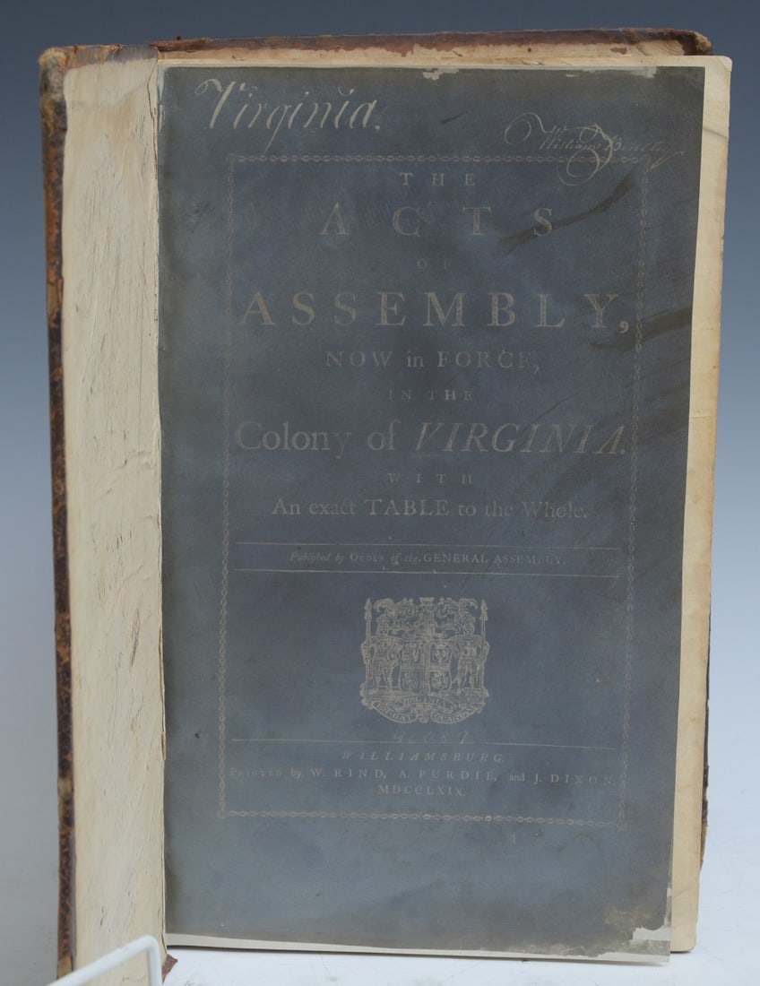 English Colonial Laws of Virginia, 1769 (1 of 3)