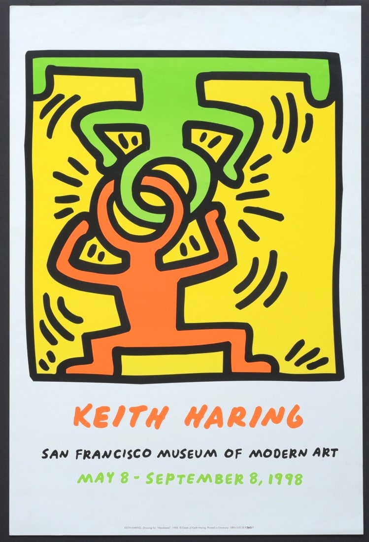 Keith Haring Museum of Modern Art, San Francisco Exhibition Poster, 1998: Keith Haring Museum of Modern Art, San Francisco Exhibition Poster, 1998 (p17) "Drawing for a Headstand" 35 3/8" x 23 5/8" printed in Germany 1998 unframed, ships rolled in a hard tube IN HOUSE SHIPPI