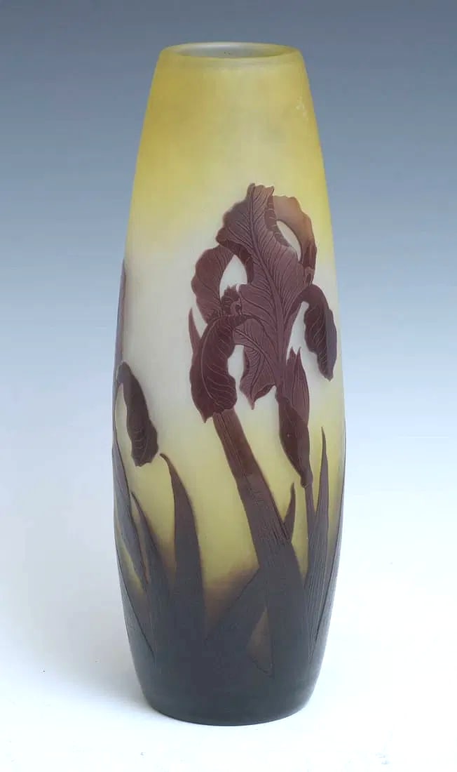 GALLE Cameo Glass Iris 13" Vase (1 of 7)