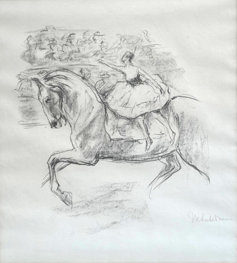 Max Lieberman (1847-1935) Lithograph, Circus Horse With Rider (1 of 3)