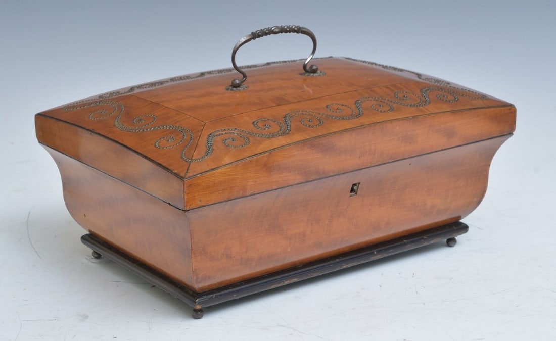 Large Regency Satinwood Jewelry Box with silk interior, circa 1810 (1 of 7)