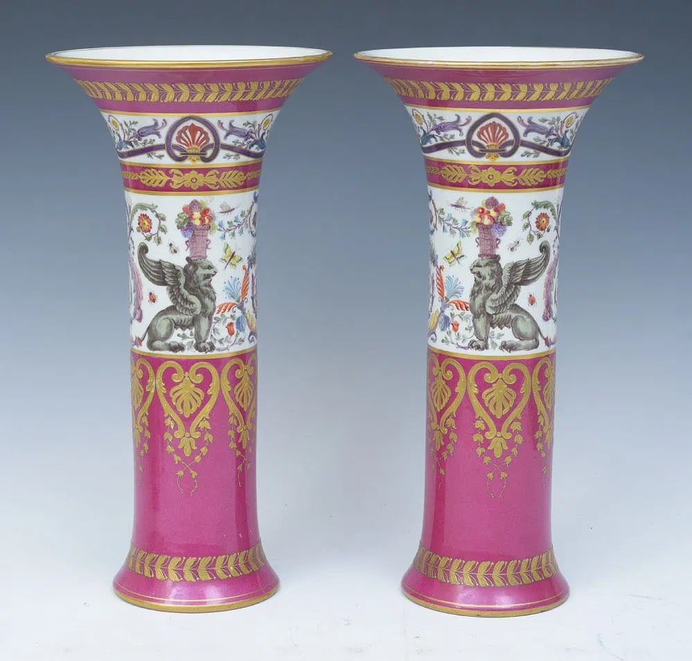 Large Pair of Sevres Porcelain Trumpet Vases (1 of 7)