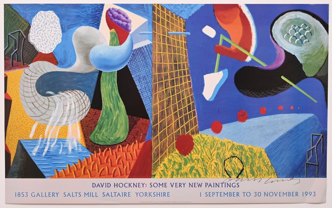 DAVID HOCKNEY SIGNED Exhibition Poster, "The Other Side" 1853 Gallery: DAVID HOCKNEY SIGNED Exhibition Poster, "The Other Side" (p54) 1853 Gallery, Salts Mill, Saltaire Yorkshire 24 1/2" x 39 1/2" 1993 unframed ships rolled in a hardened tube IN HOUSE SHIPPING W/I contin
