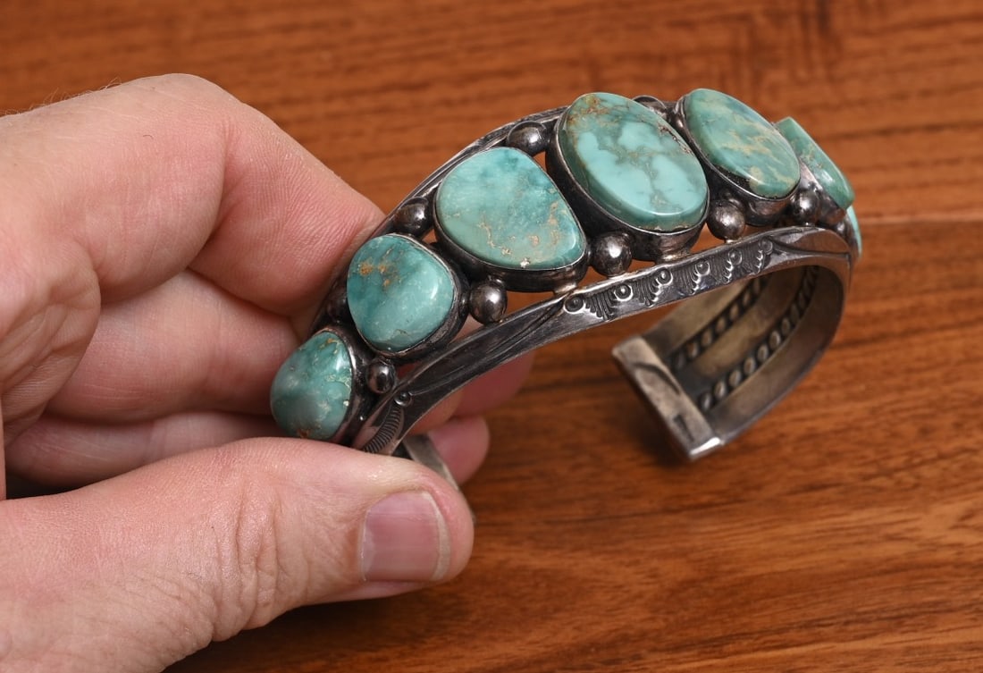 Jeanette Dale Navajo Turquoise Sterling Cuff Bracelet (1 of 5)