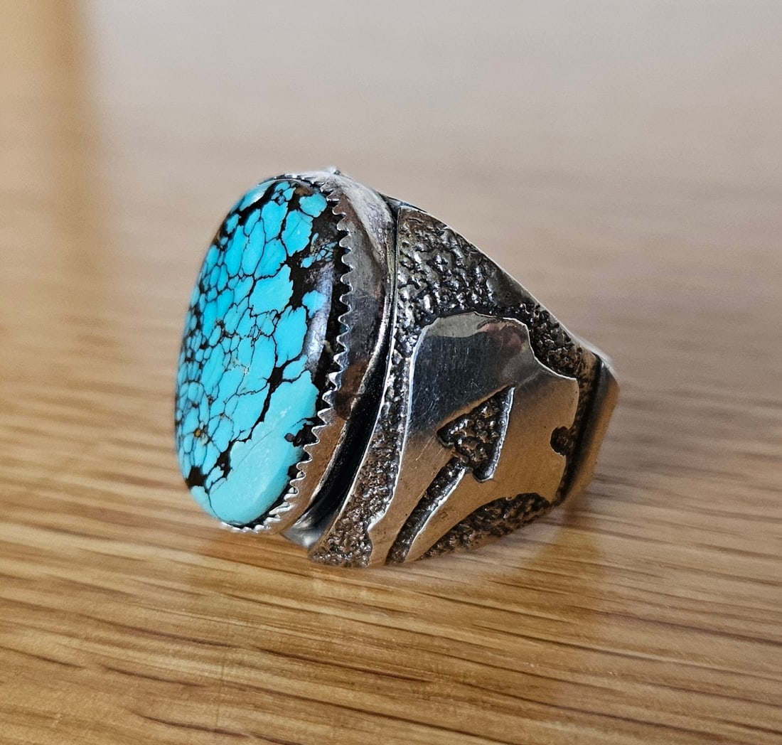 Dan Nieto Turquoise and Sterling Silver Ring, Zuni artist (1 of 2)