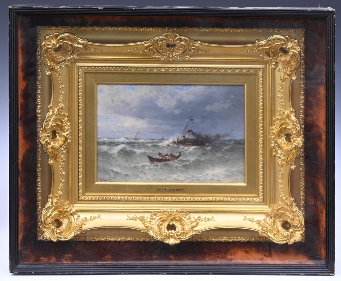THOMAS WEBER (1838 - 1907) Paddle Wheeler in Distress (1 of 3)