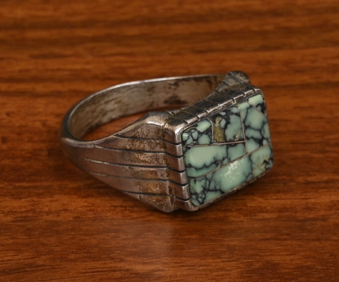 Native American Turquoise Sterling Silver Ring, Signed (1 of 2)